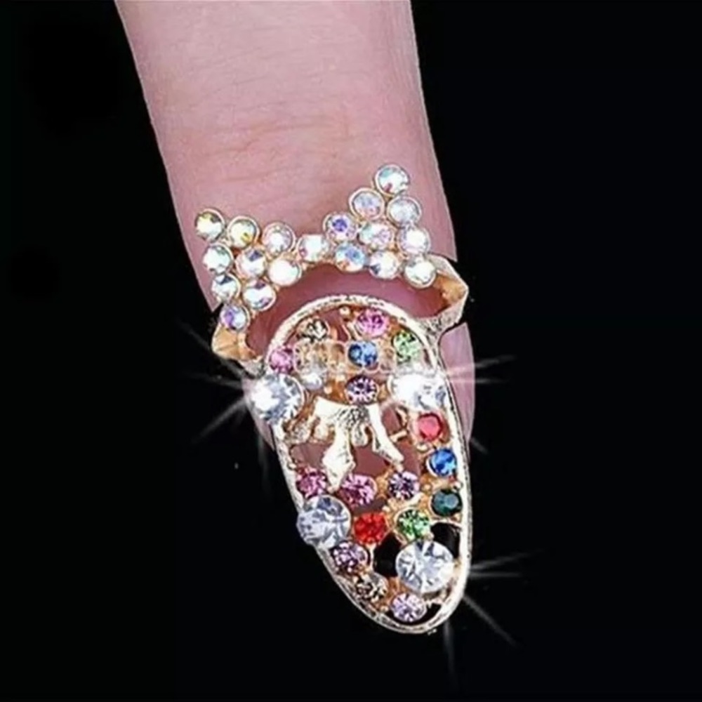 Crystal Colorful Adjustable Nail Ring - Picture 1 of 4